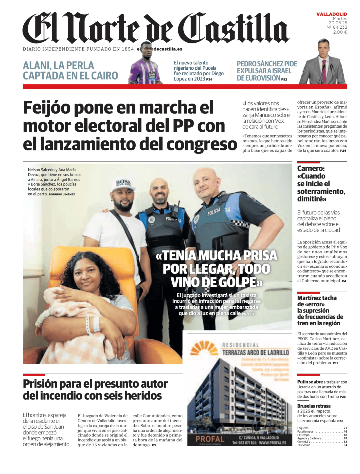 Prima-pagina-el-norte-castiglia-oggi-edizione-di-oggi-20250520