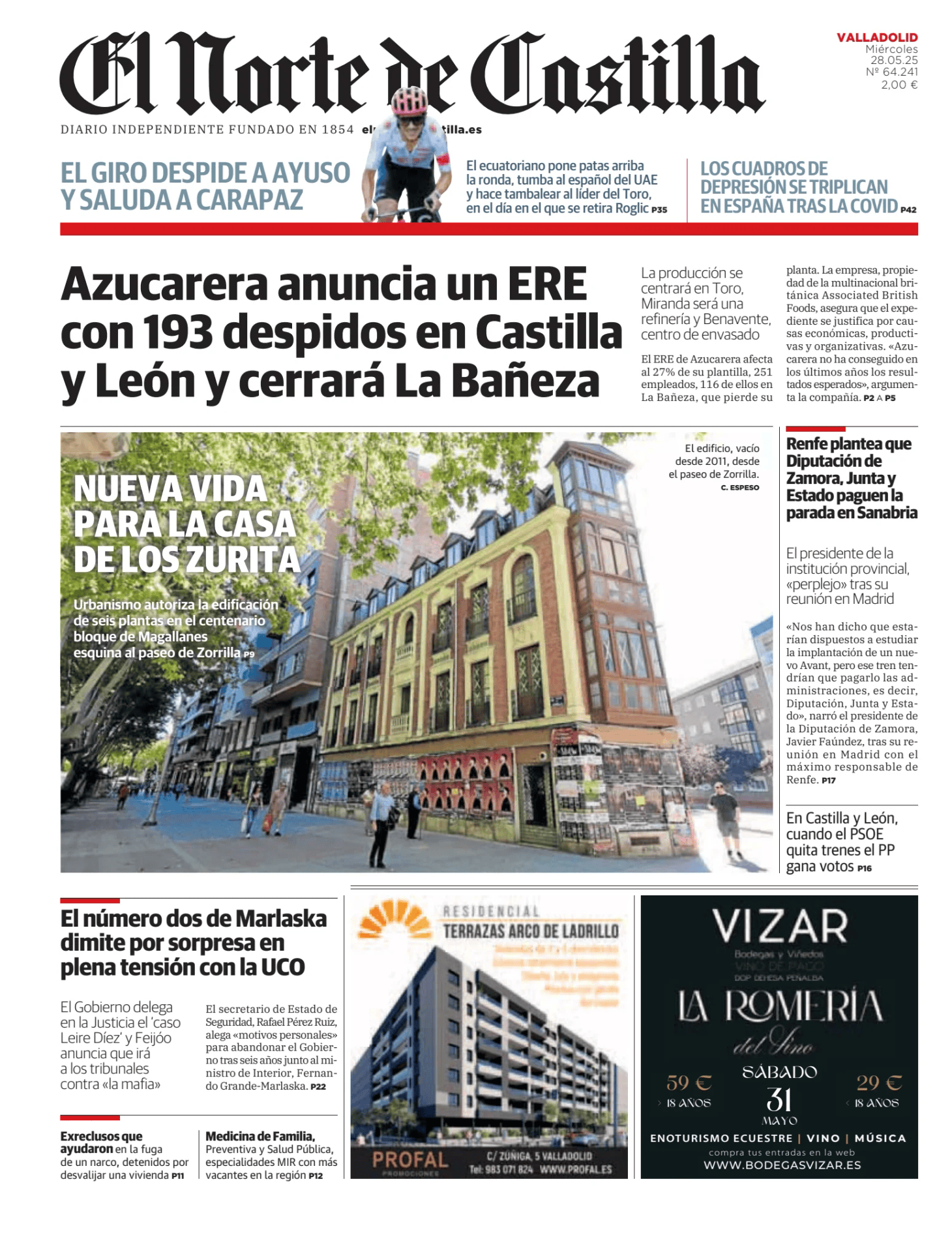 Prima-pagina-el-norte-castiglia-oggi-edizione-di-oggi-20250528