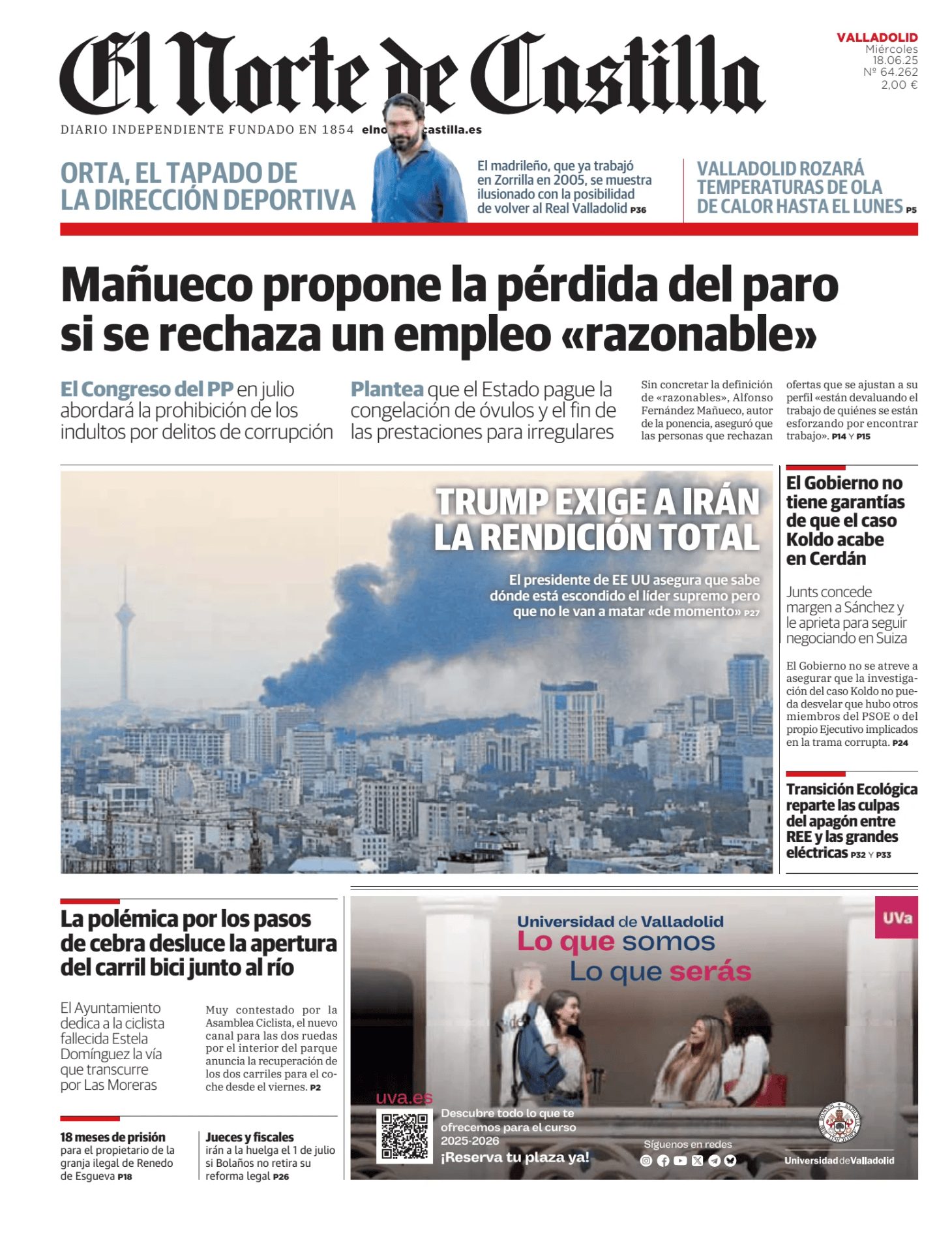 Prima-pagina-el-norte-castiglia-oggi-edizione-di-oggi-20250618