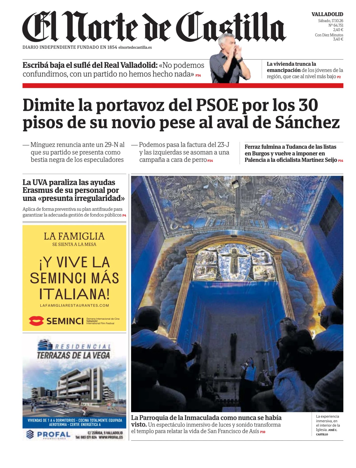 Prima-pagina-el-norte-castiglia-oggi-edizione-di-oggi-20261017