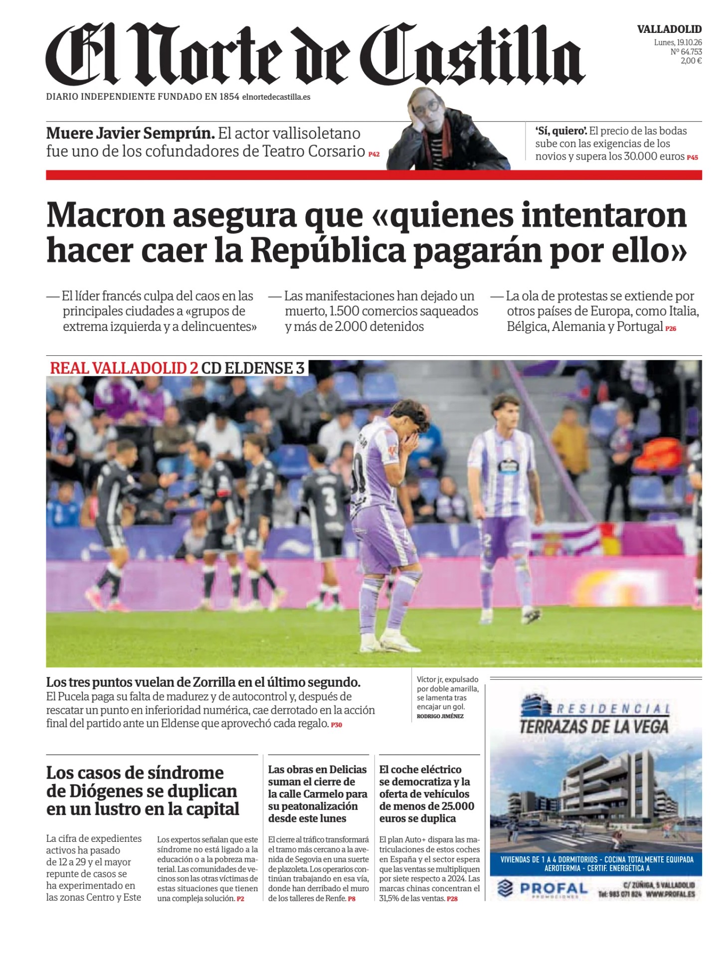 Prima-pagina-el-norte-castiglia-oggi-edizione-di-oggi-20261019