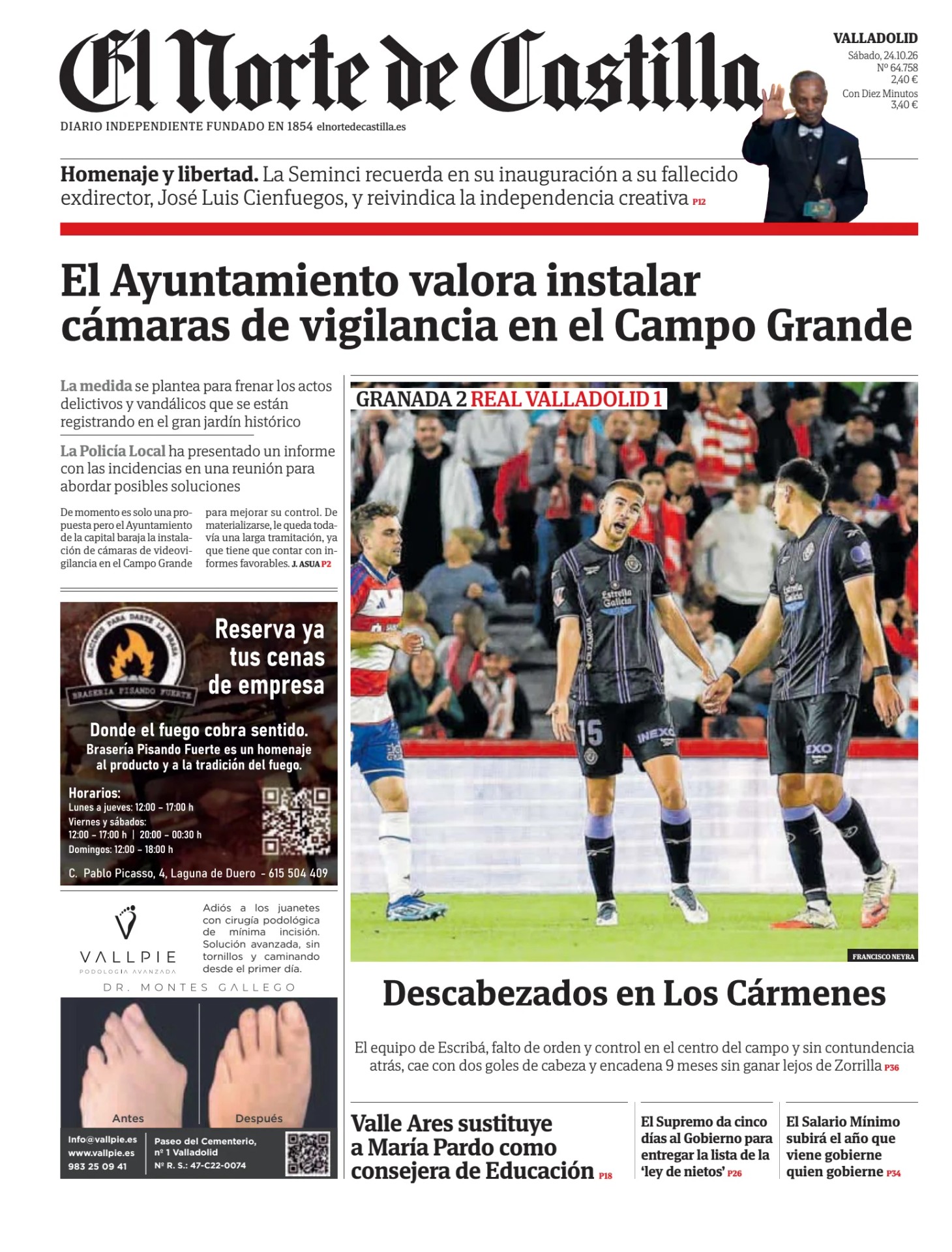 Prima-pagina-el-norte-castiglia-oggi-edizione-di-oggi-20261024