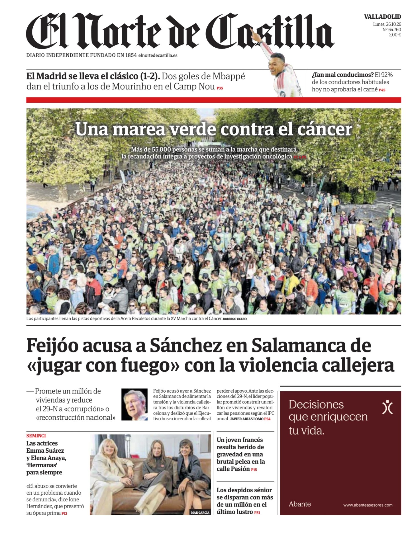 Prima-pagina-el-norte-castiglia-oggi-edizione-di-oggi-20261026