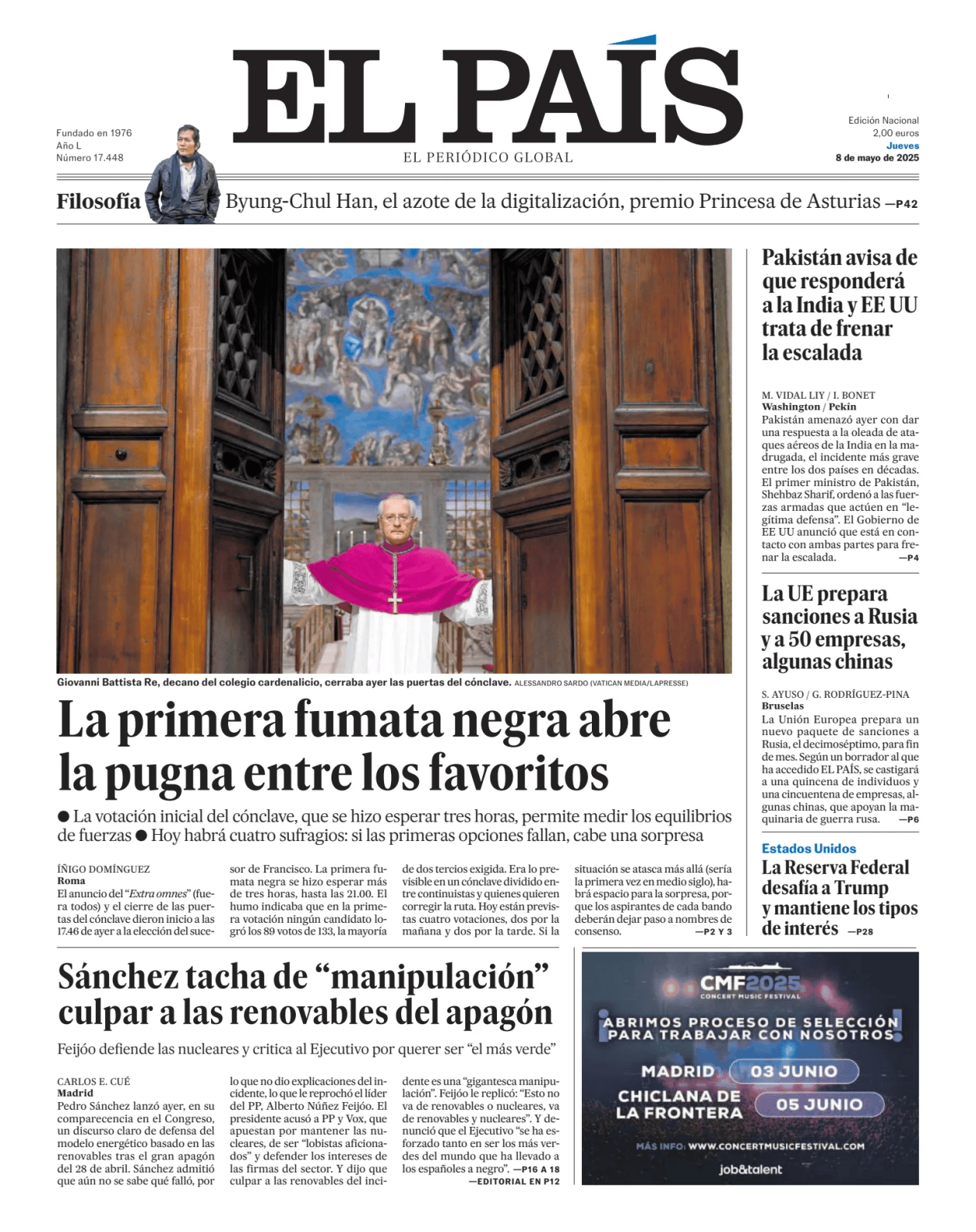 Prima-pagina-el-pais-sport-oggi-edizione-di-oggi-20250508