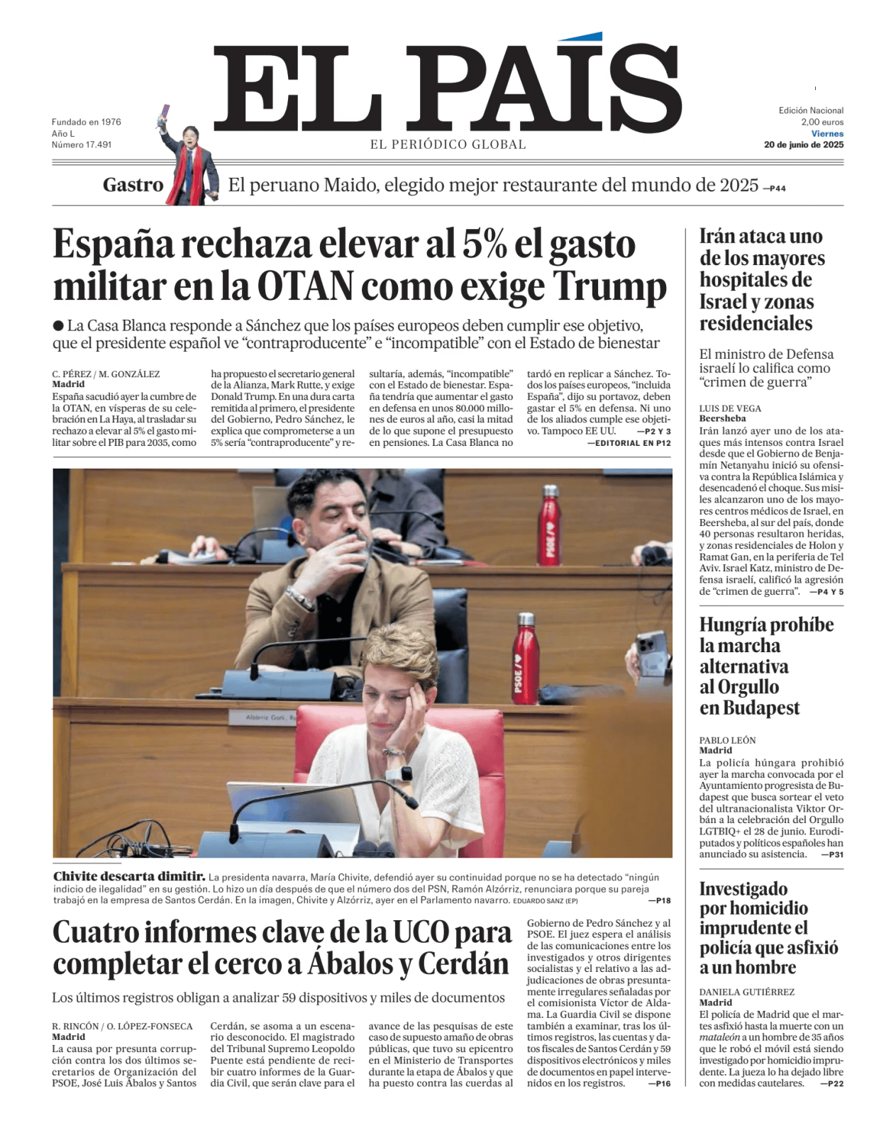 Prima-pagina-el-pais-sport-oggi-edizione-di-oggi-20250620