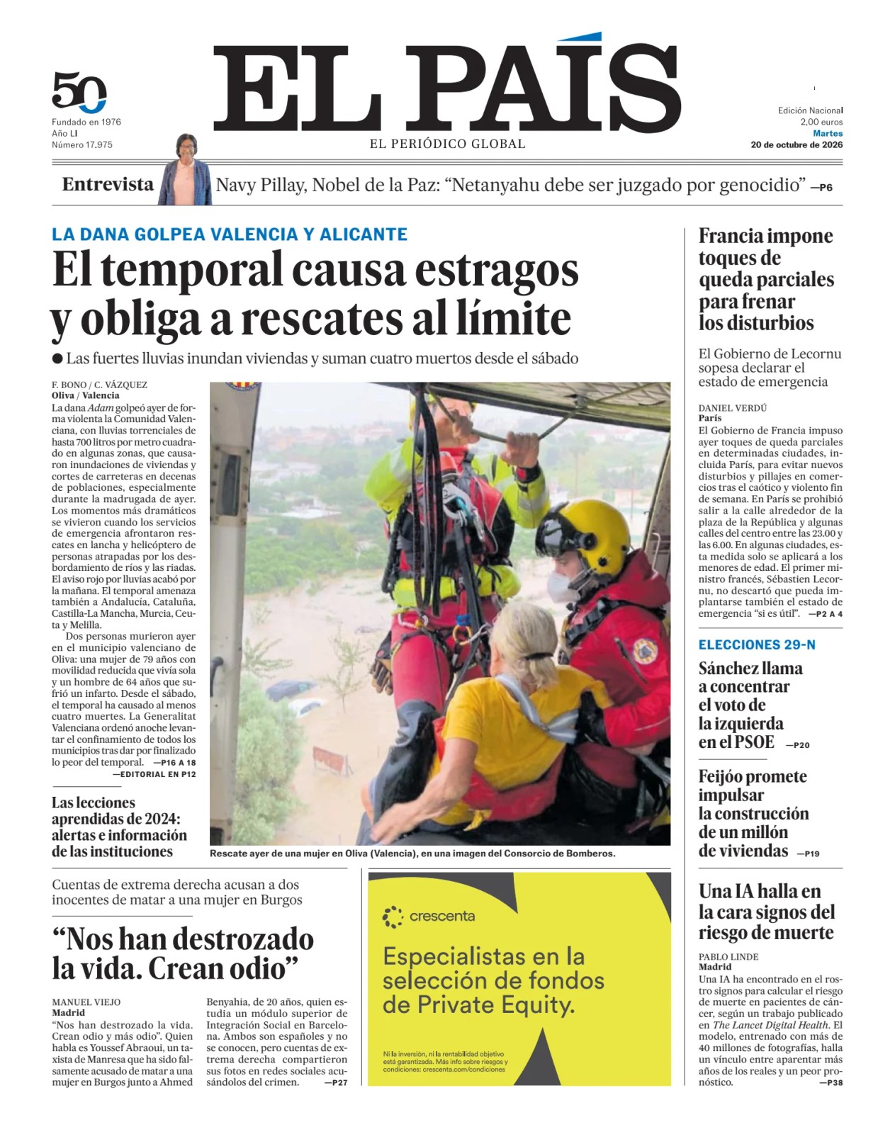 Prima-pagina-el-pais-sport-oggi-edizione-di-oggi-20261020