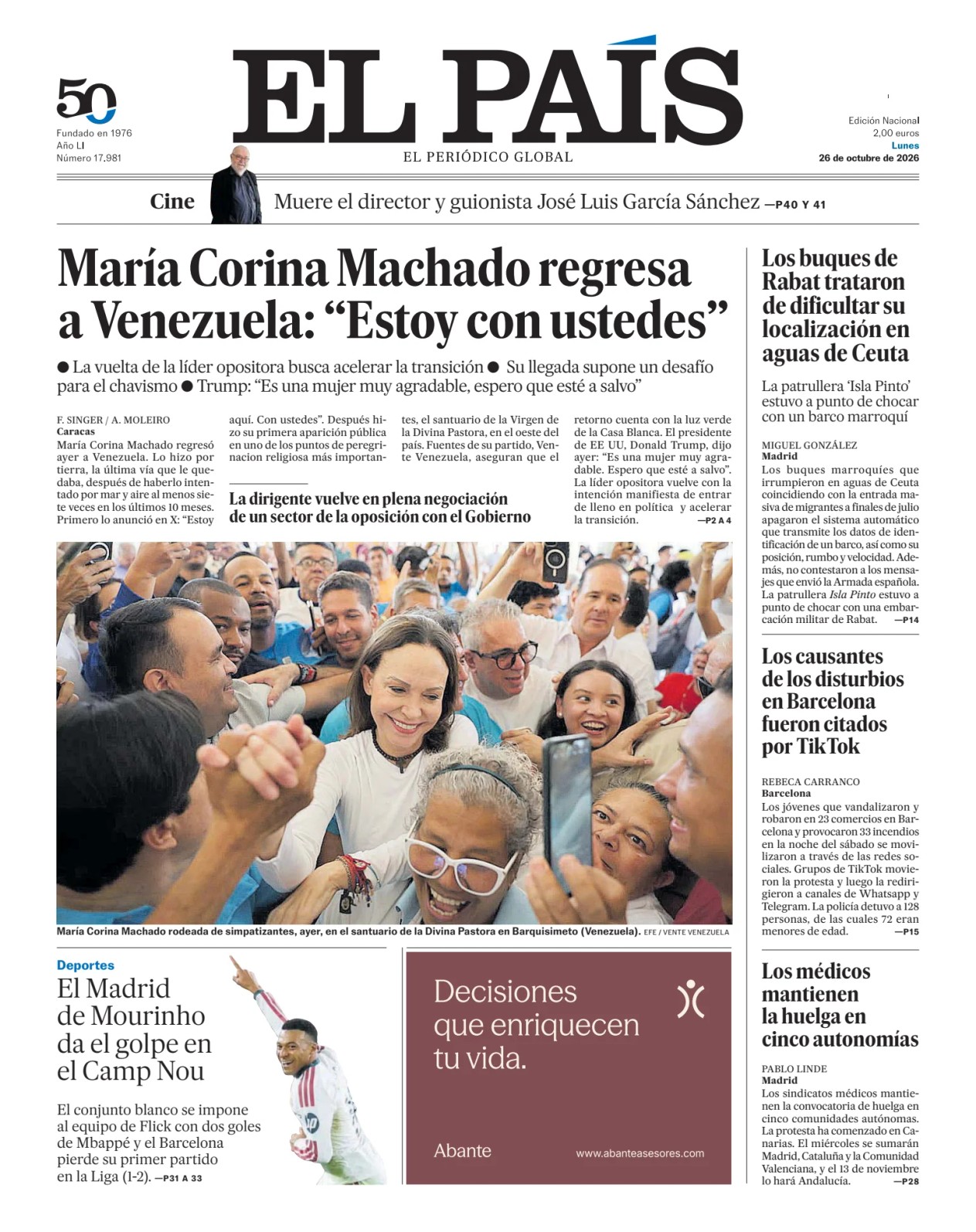 Prima-pagina-el-pais-sport-oggi-edizione-di-oggi-20261026