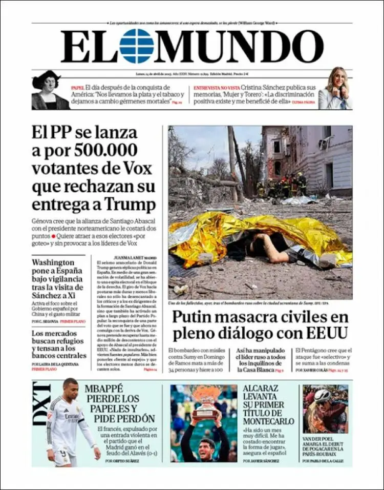 Prima-pagina-elmundo-edizione-di-oggi-2025-04-14