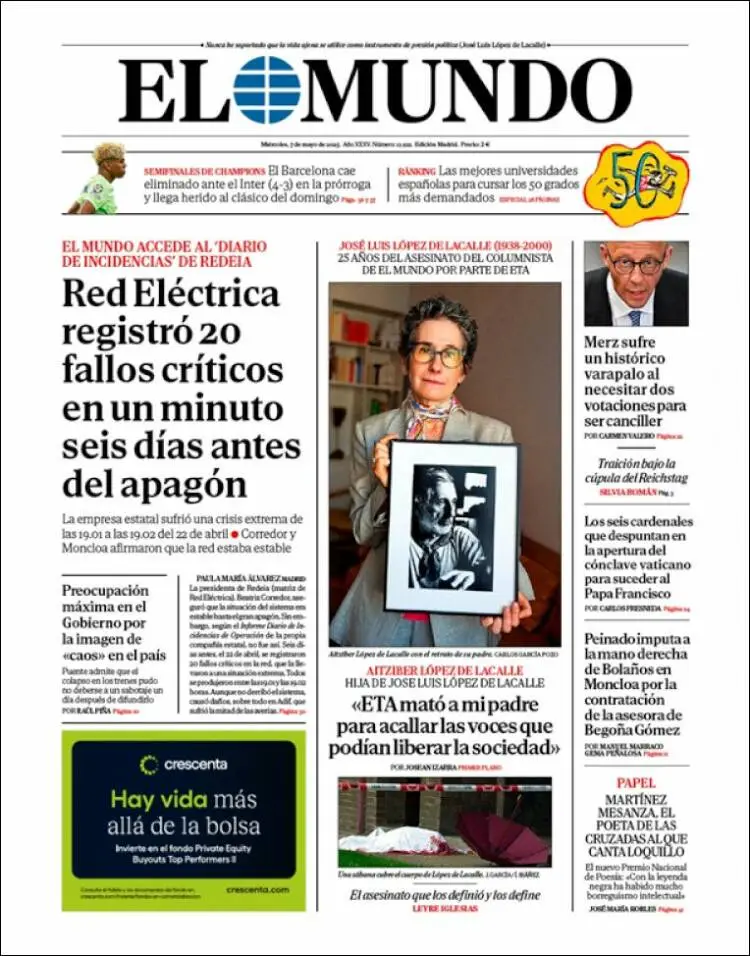 Prima-pagina-elmundo-edizione-di-oggi-2025-05-07