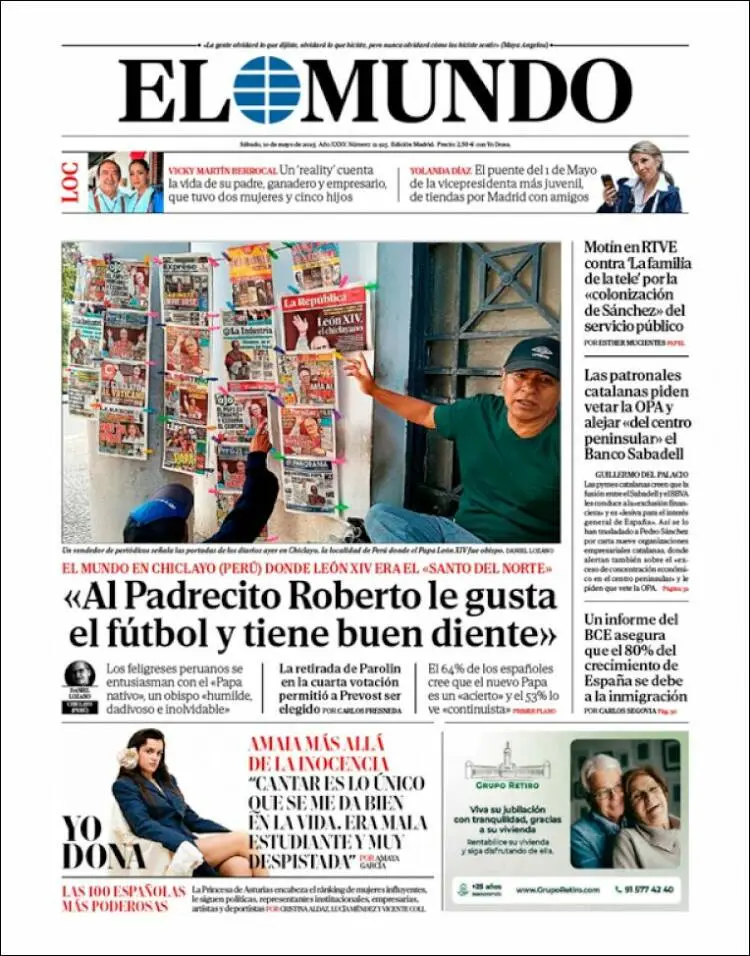 Prima-pagina-elmundo-edizione-di-oggi-2025-05-10