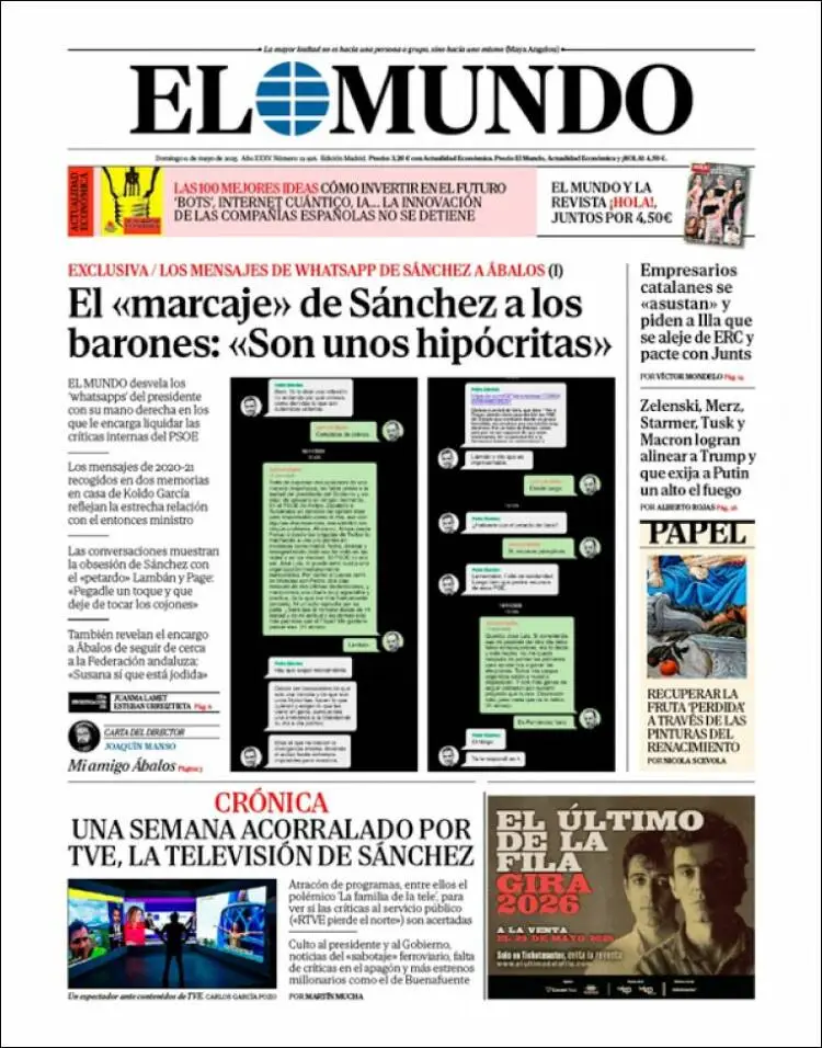 Prima-pagina-elmundo-edizione-di-oggi-2025-05-11
