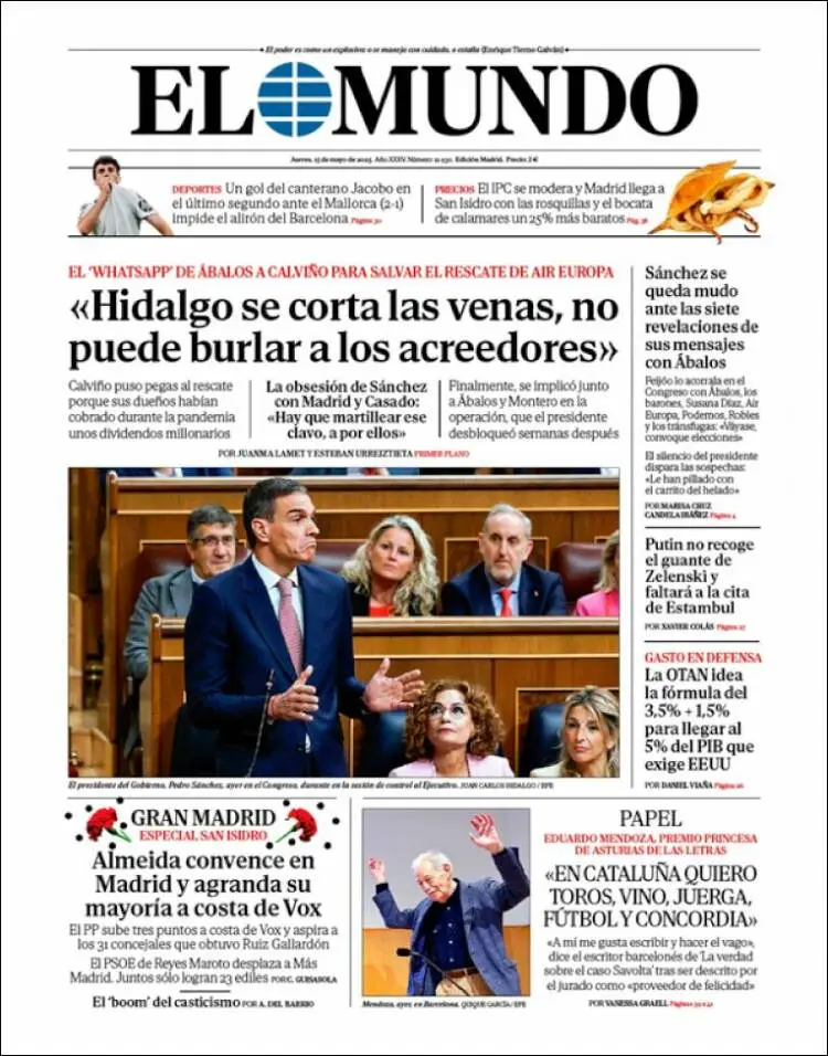 Prima-pagina-elmundo-edizione-di-oggi-2025-05-15