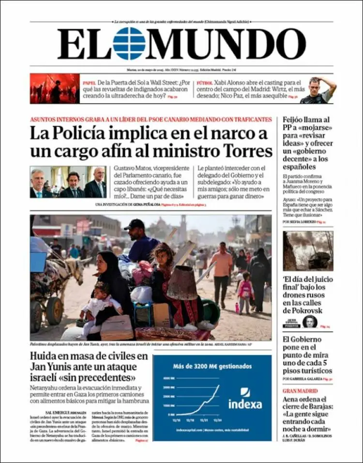 Prima-pagina-elmundo-edizione-di-oggi-2025-05-20