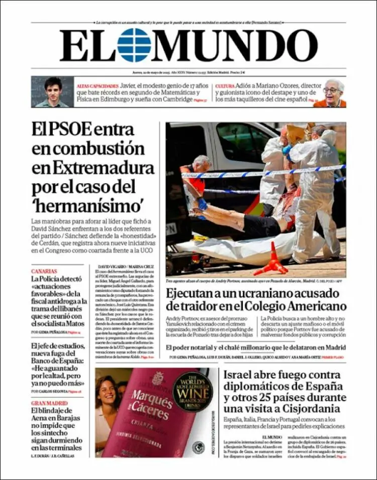 Prima-pagina-elmundo-edizione-di-oggi-2025-05-22