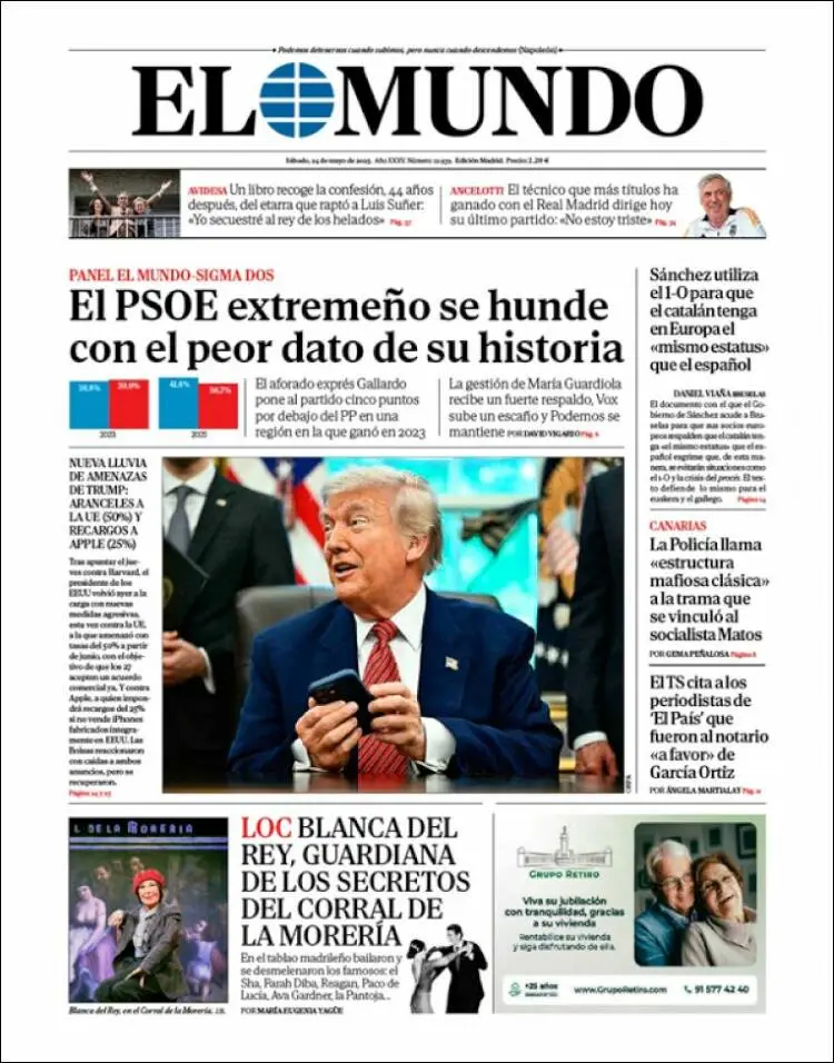 Prima-pagina-elmundo-edizione-di-oggi-2025-05-24
