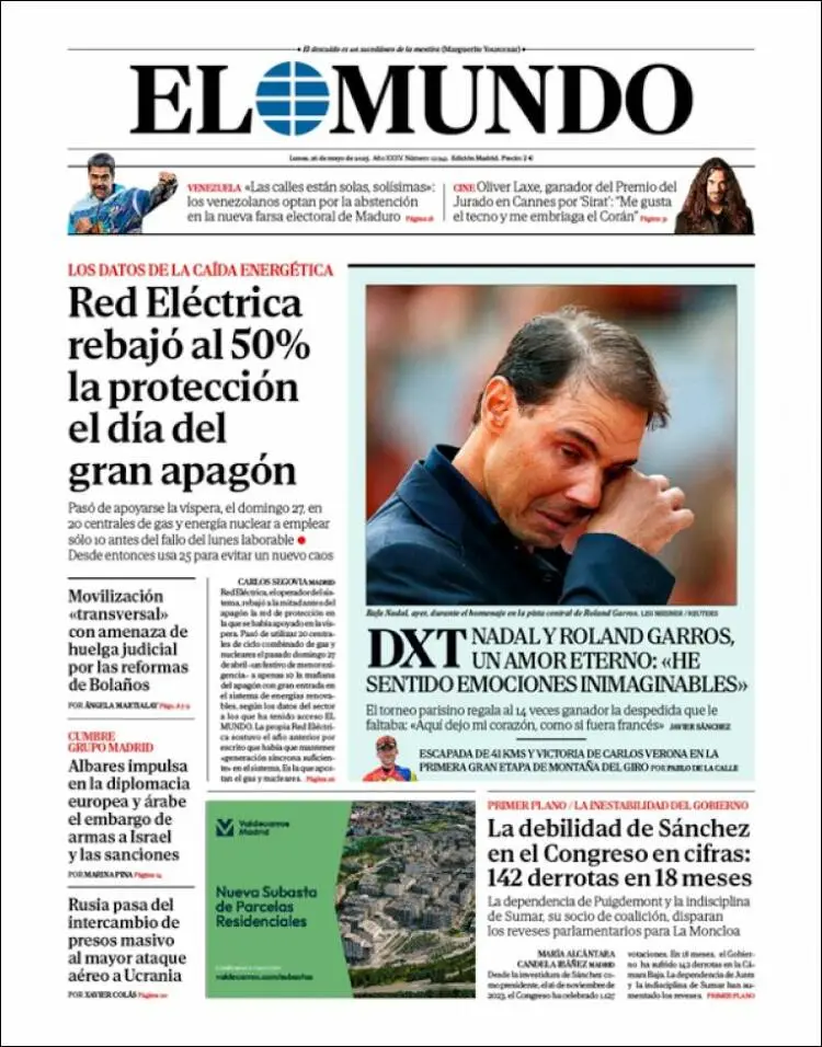 Prima-pagina-elmundo-edizione-di-oggi-2025-05-26