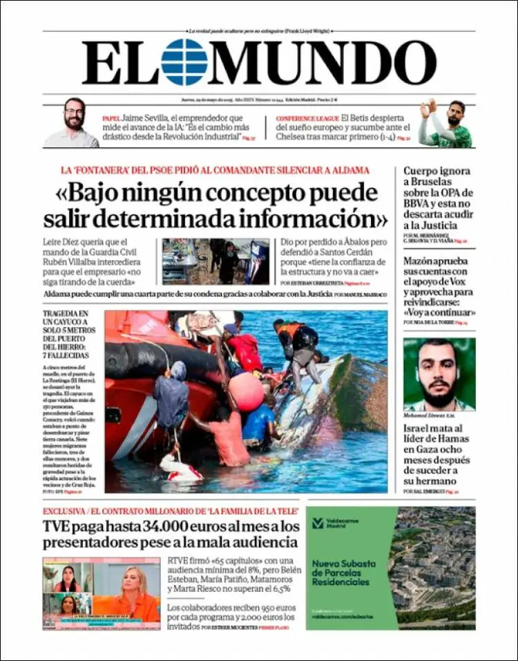 Prima-pagina-elmundo-edizione-di-oggi-2025-05-29