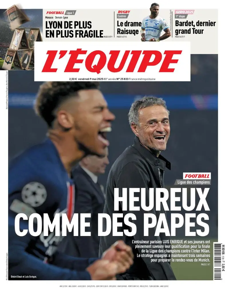 Prima-pagina-equipe-edizione-di-oggi-09-05-2025