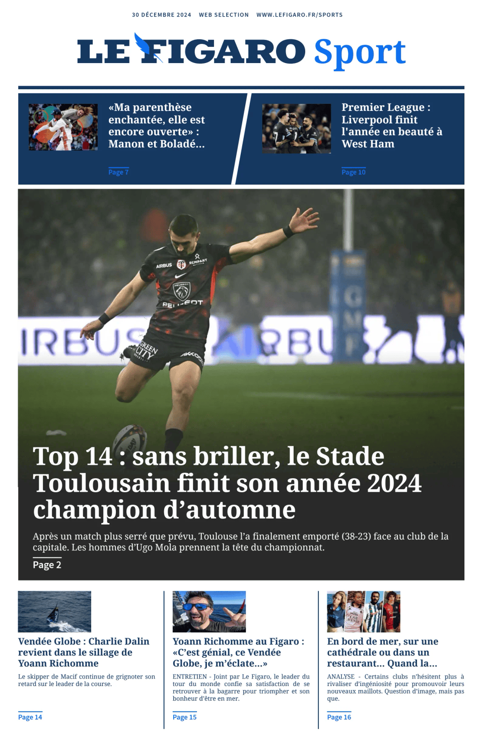 Prima-pagina-figaro-sport-oggi-edizione-di-oggi-20241230