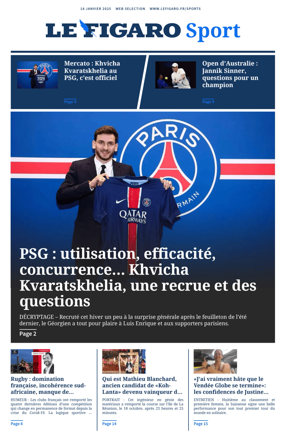 Prima-pagina-figaro-sport-oggi-edizione-di-oggi-20250118