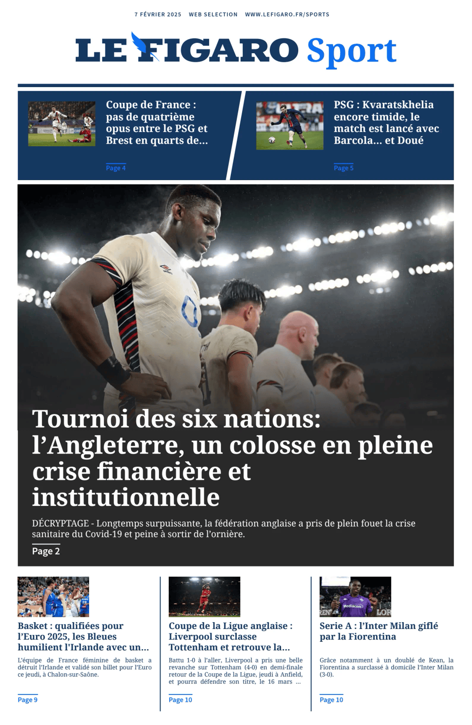 Prima-pagina-figaro-sport-oggi-edizione-di-oggi-20250207