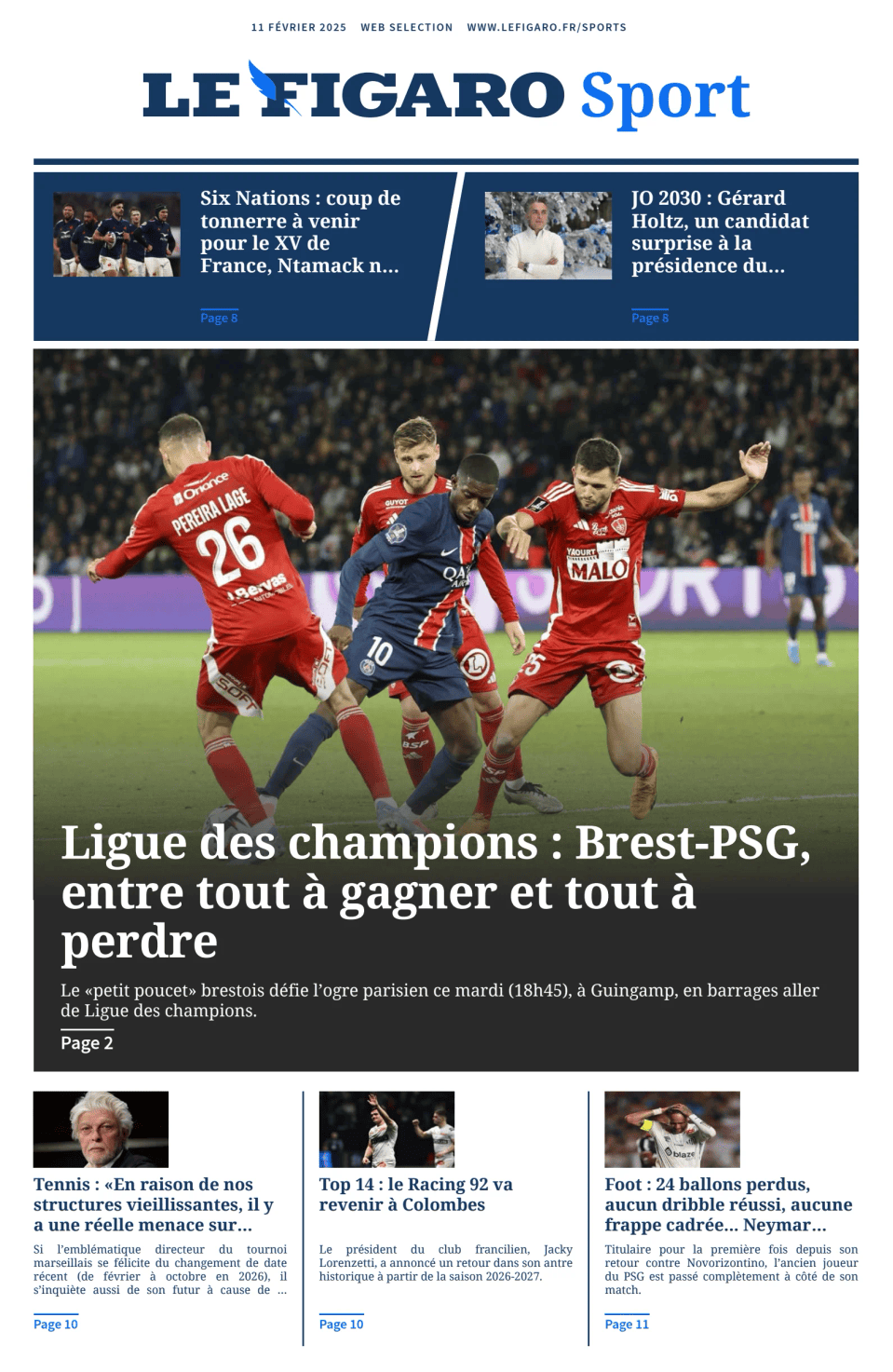 Prima-pagina-figaro-sport-oggi-edizione-di-oggi-20250211