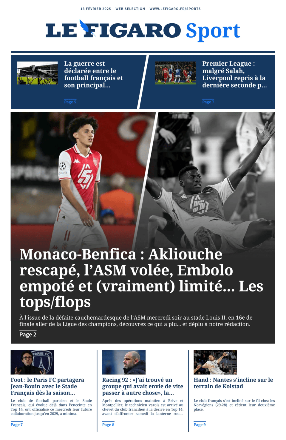 Prima-pagina-figaro-sport-oggi-edizione-di-oggi-20250213