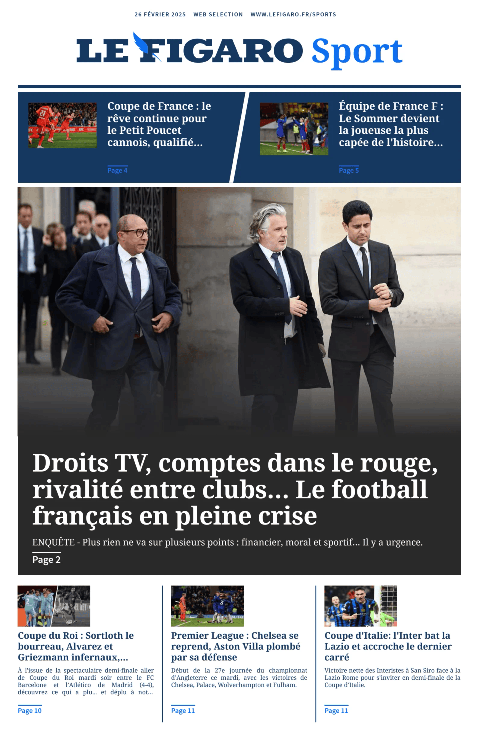 Prima-pagina-figaro-sport-oggi-edizione-di-oggi-20250226
