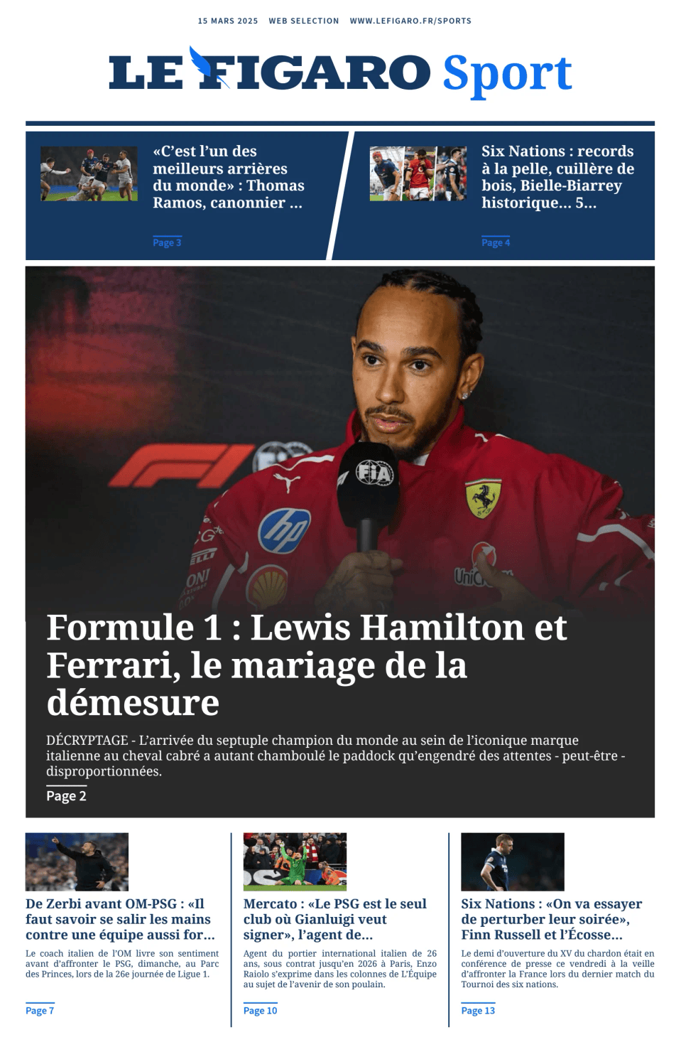 Prima-pagina-figaro-sport-oggi-edizione-di-oggi-20250315