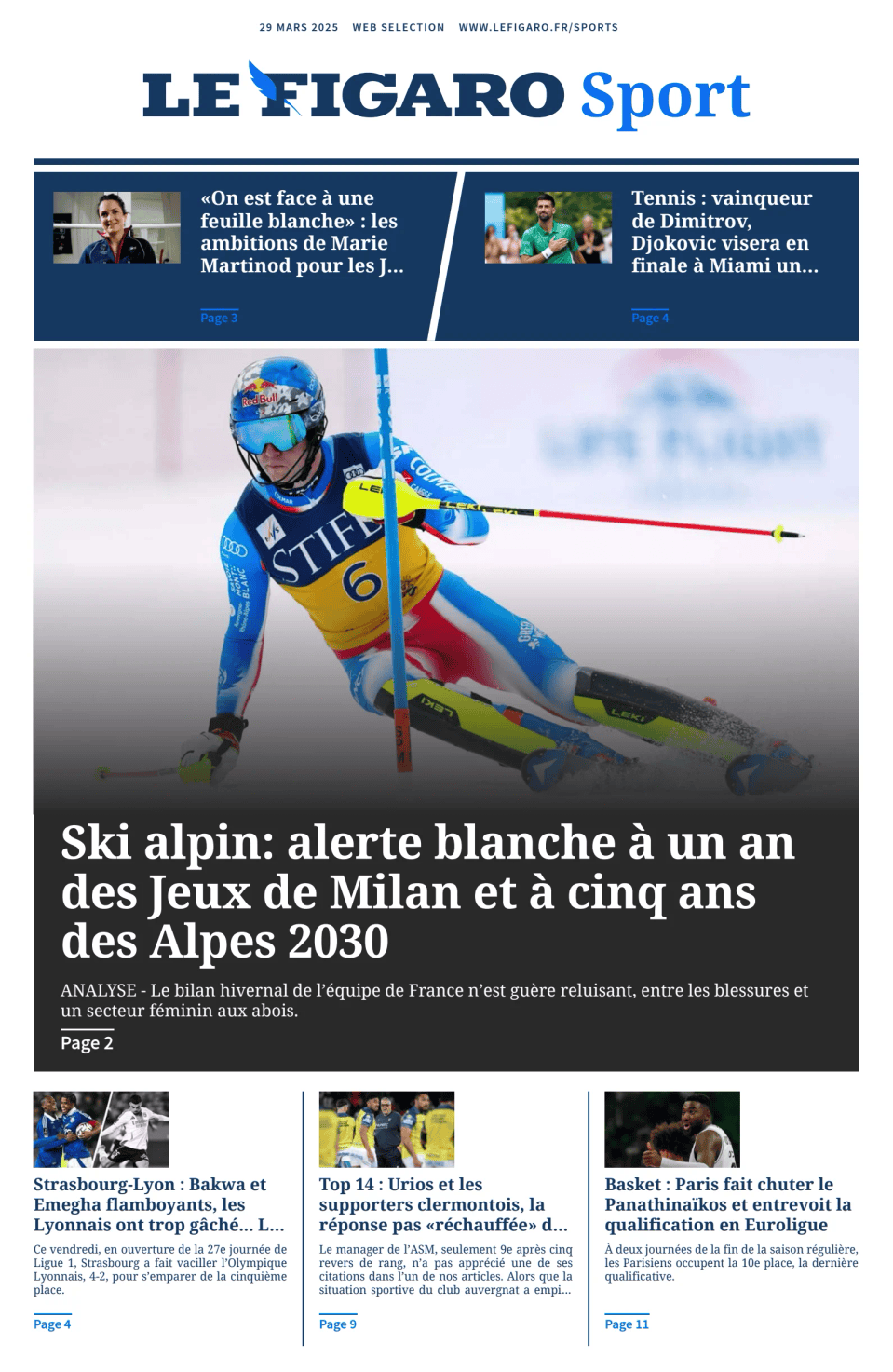 Prima-pagina-figaro-sport-oggi-edizione-di-oggi-20250329