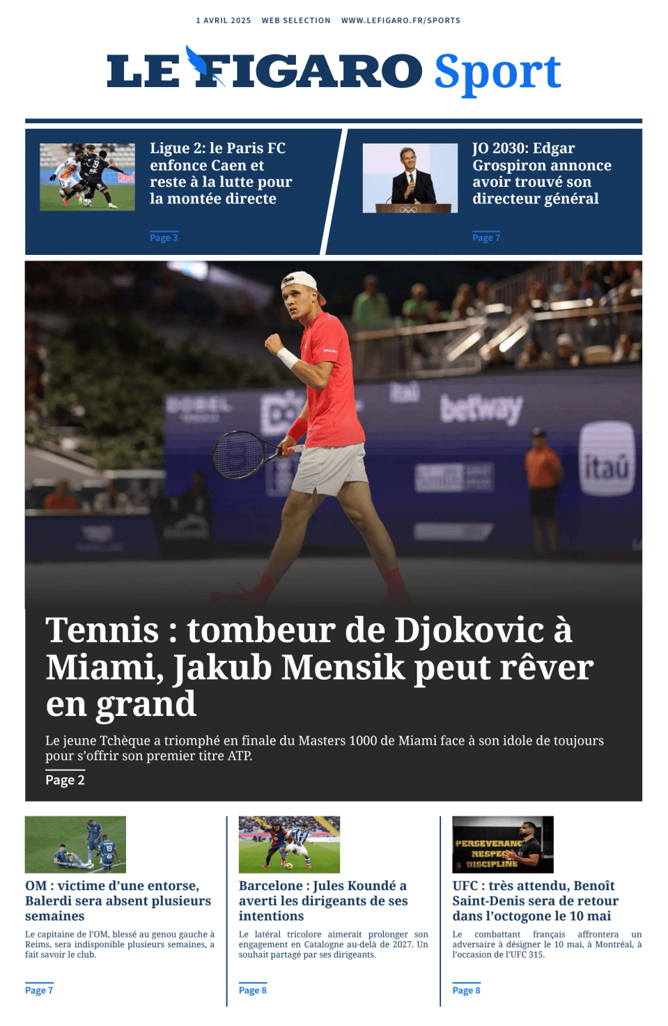 Prima-pagina-figaro-sport-oggi-edizione-di-oggi-20250401