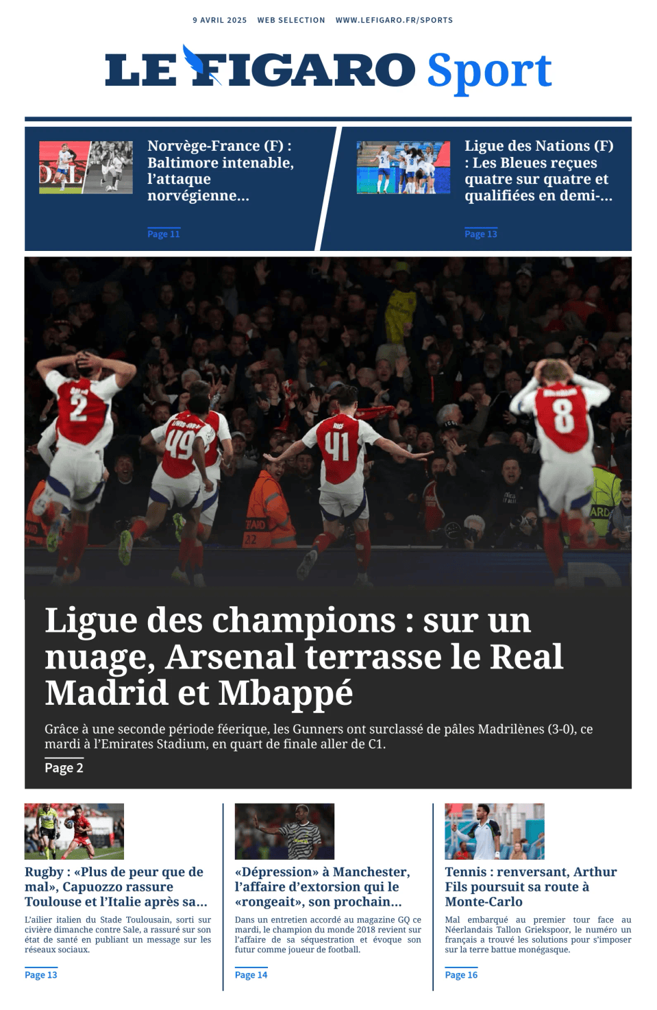 Prima-pagina-figaro-sport-oggi-edizione-di-oggi-20250409