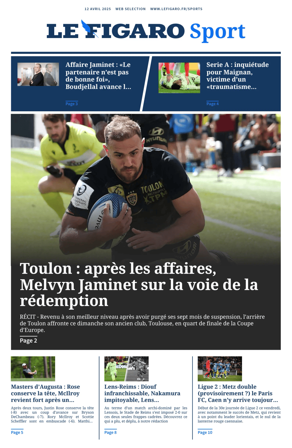 Prima-pagina-figaro-sport-oggi-edizione-di-oggi-20250412