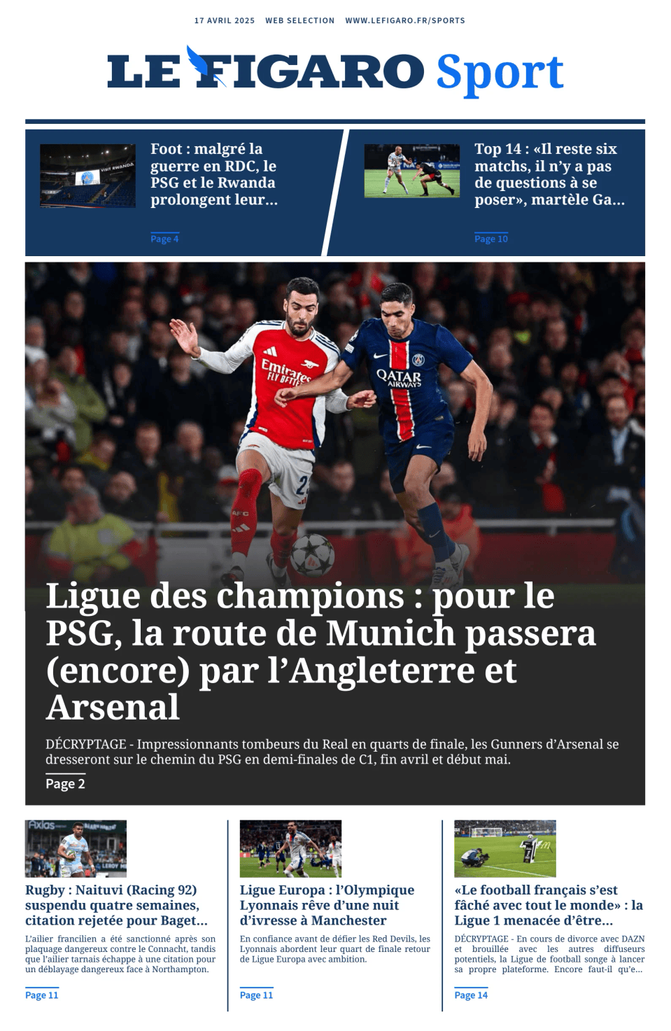 Prima-pagina-figaro-sport-oggi-edizione-di-oggi-20250417