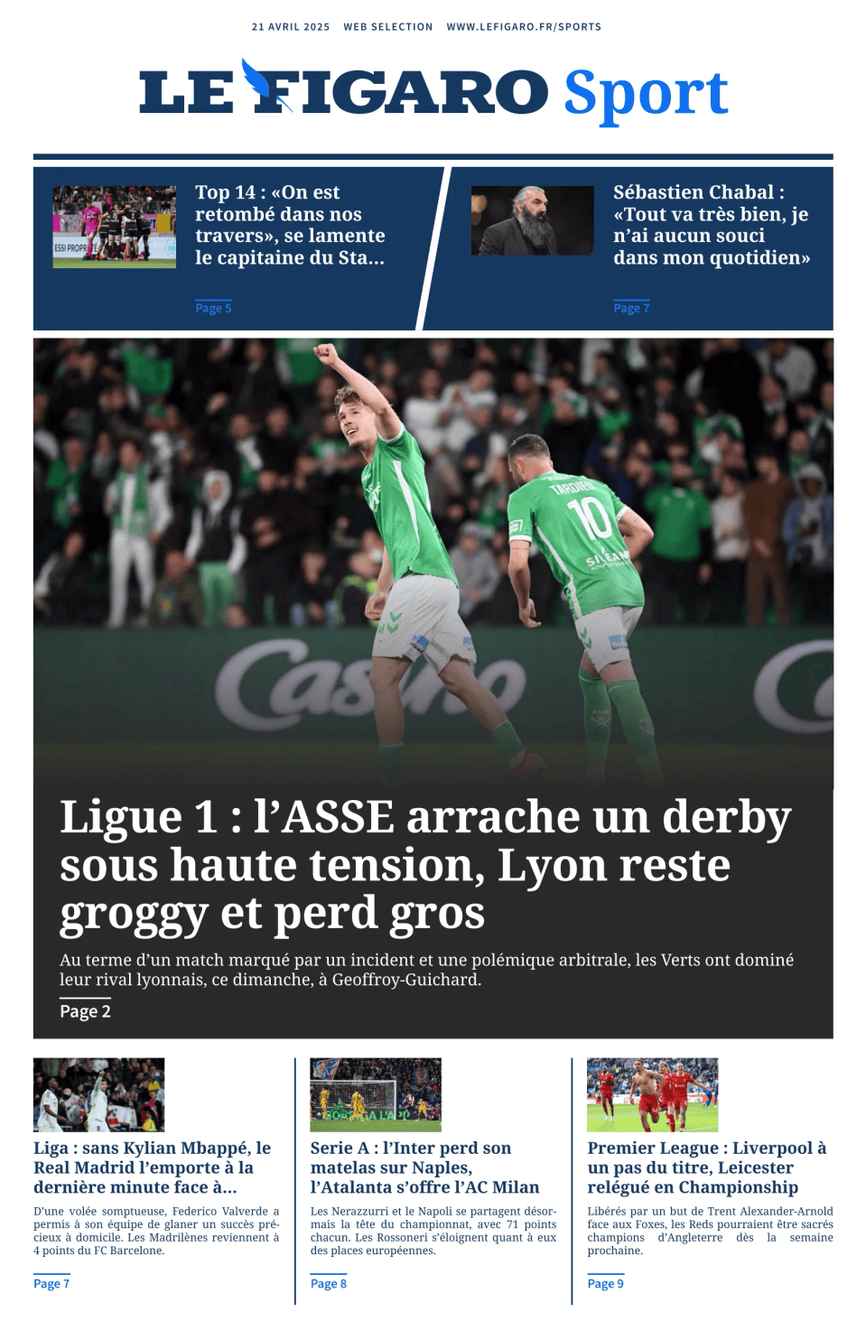 Prima-pagina-figaro-sport-oggi-edizione-di-oggi-20250421