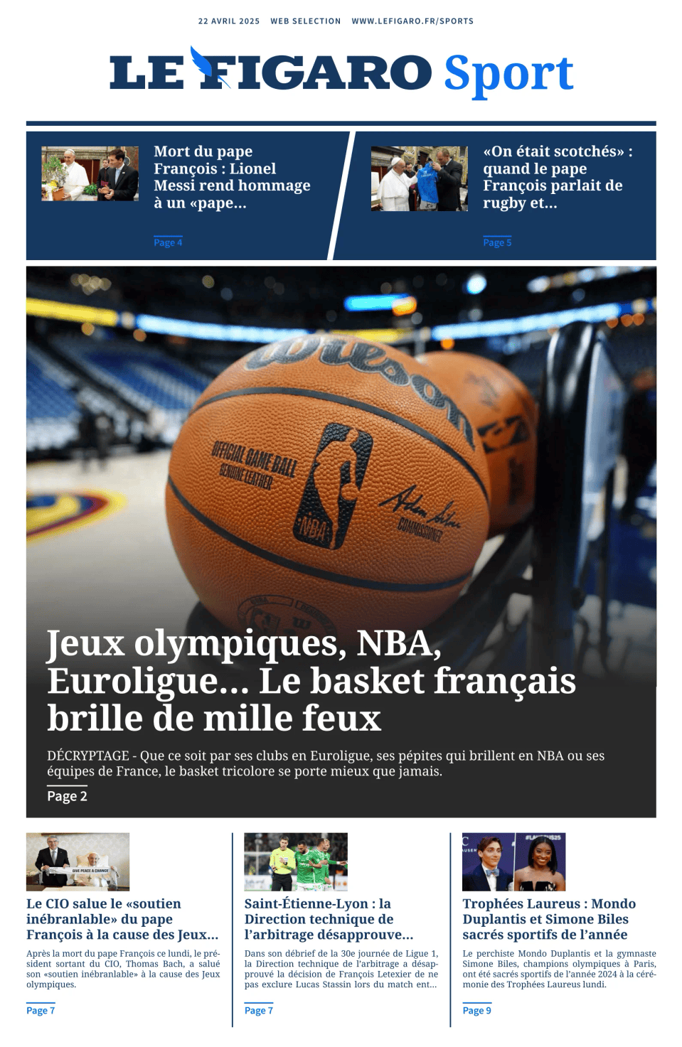 Prima-pagina-figaro-sport-oggi-edizione-di-oggi-20250422