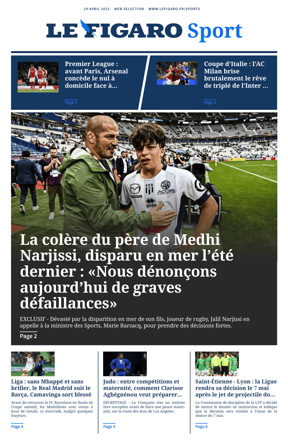 Prima-pagina-figaro-sport-oggi-edizione-di-oggi-20250424