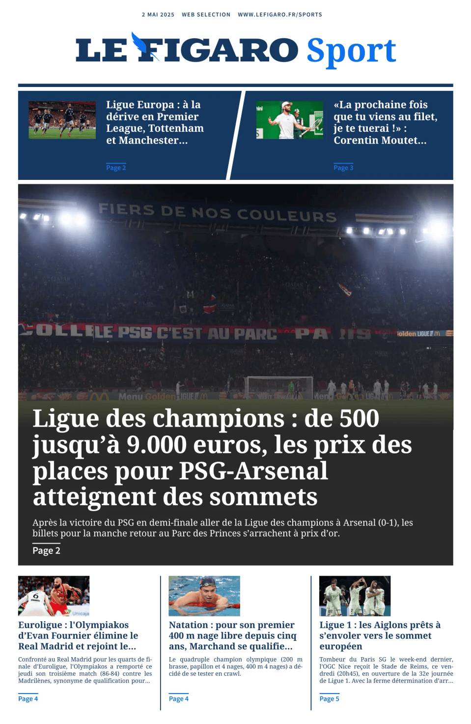 Prima-pagina-figaro-sport-oggi-edizione-di-oggi-20250502