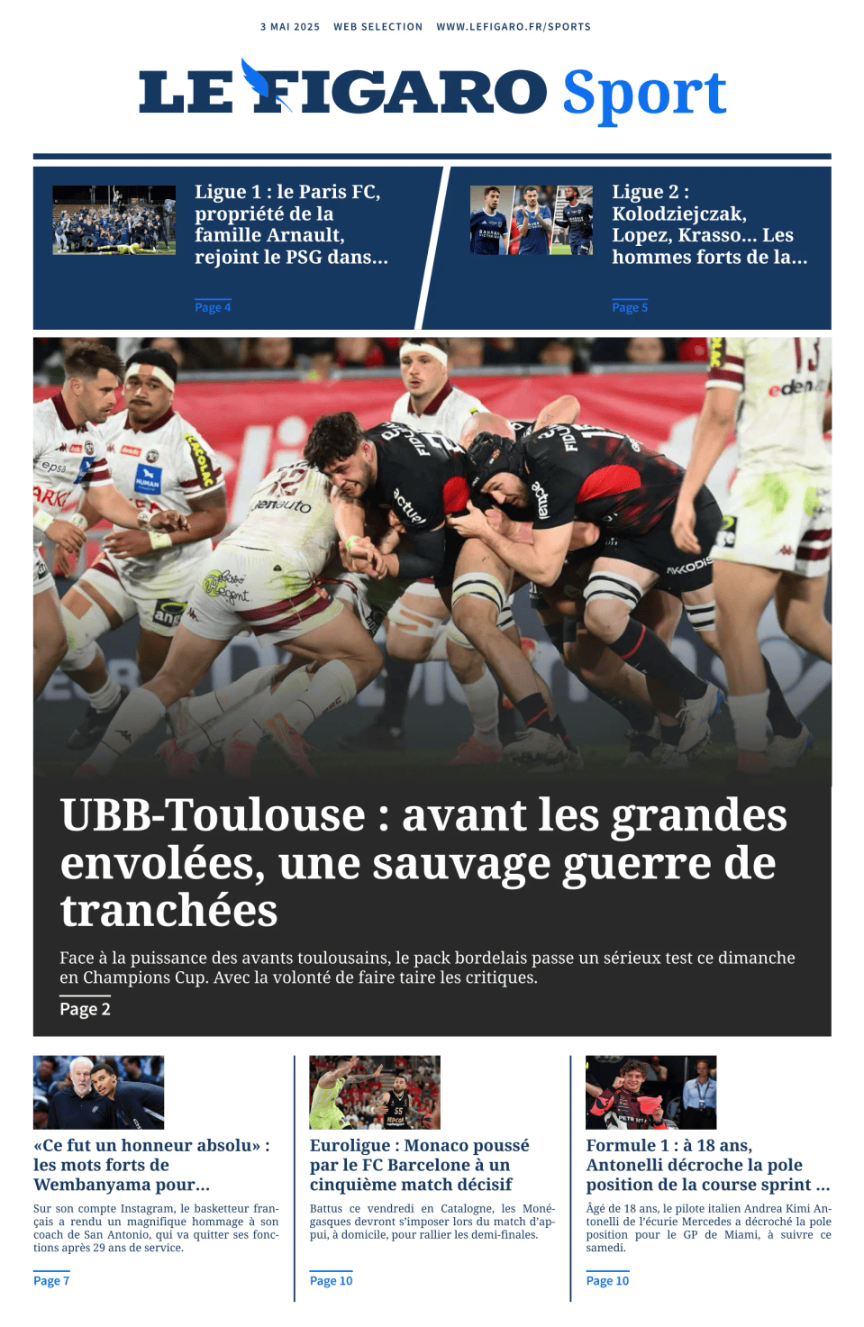 Prima-pagina-figaro-sport-oggi-edizione-di-oggi-20250503
