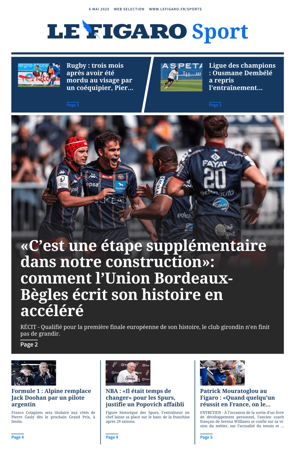 Prima-pagina-figaro-sport-oggi-edizione-di-oggi-20250506