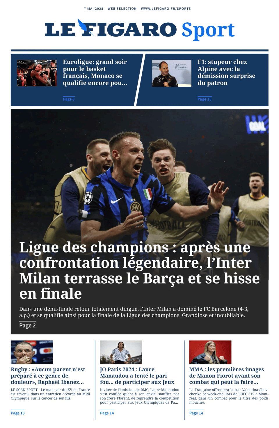Prima-pagina-figaro-sport-oggi-edizione-di-oggi-20250507