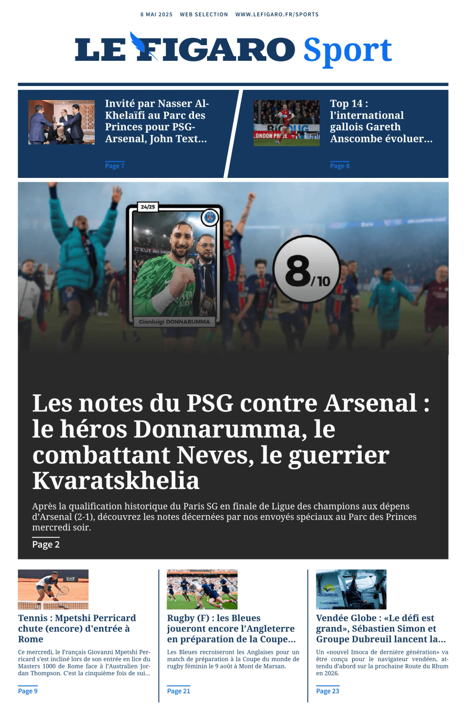 Prima-pagina-figaro-sport-oggi-edizione-di-oggi-20250508