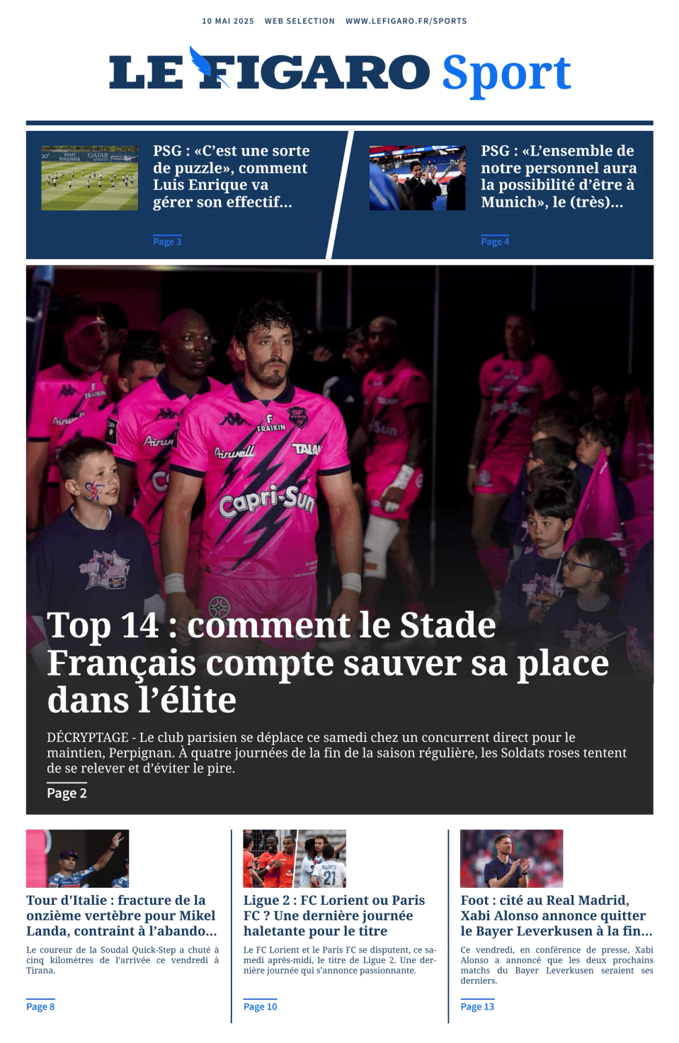 Prima-pagina-figaro-sport-oggi-edizione-di-oggi-20250510