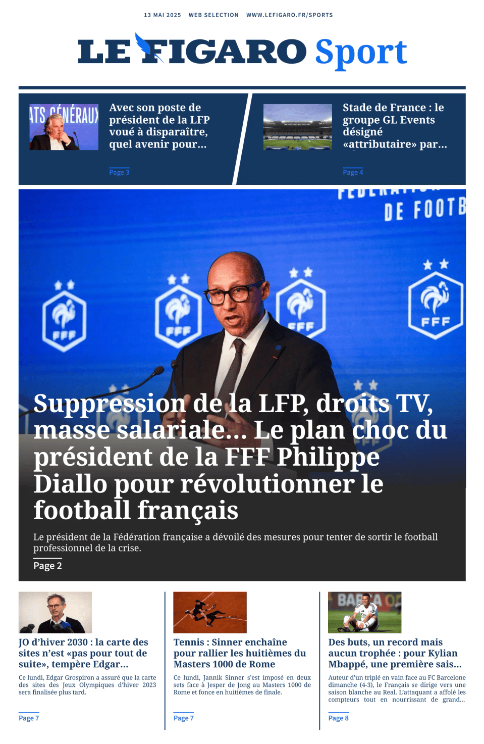 Prima-pagina-figaro-sport-oggi-edizione-di-oggi-20250513