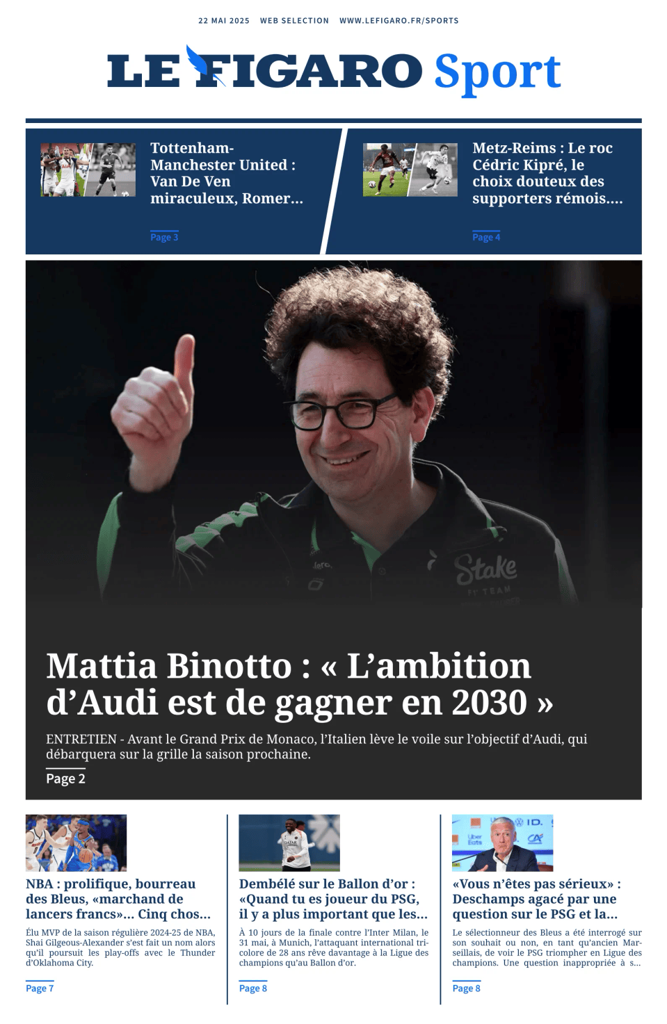 Prima-pagina-figaro-sport-oggi-edizione-di-oggi-20250522