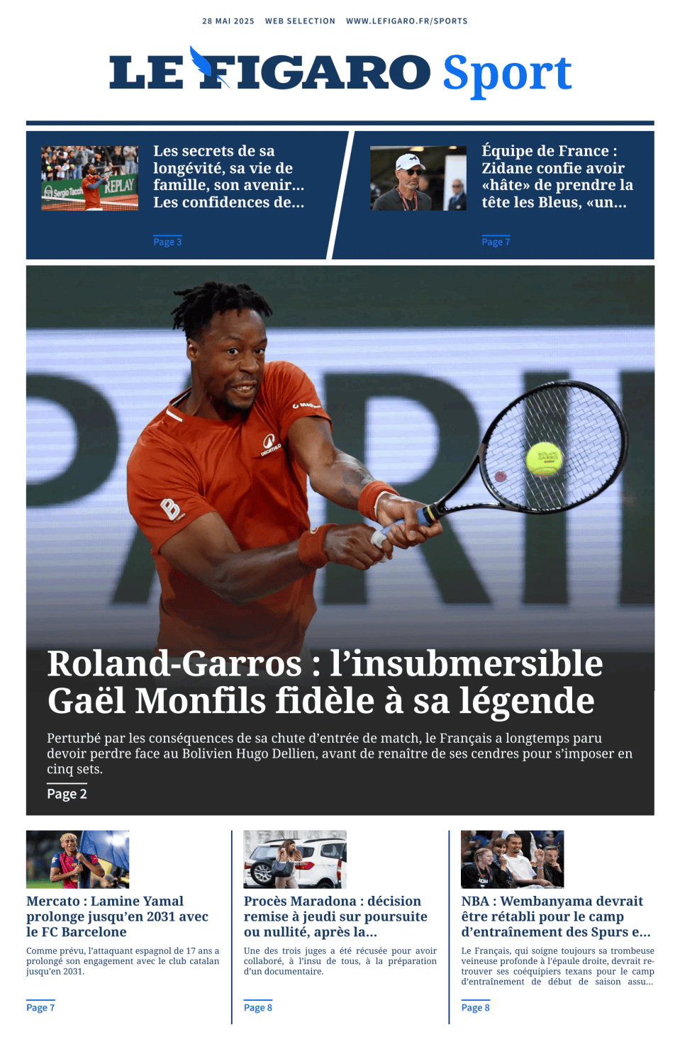 Prima-pagina-figaro-sport-oggi-edizione-di-oggi-20250528