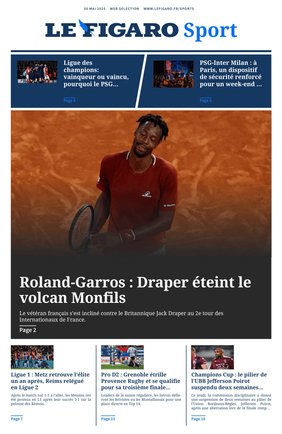Prima-pagina-figaro-sport-oggi-edizione-di-oggi-20250530
