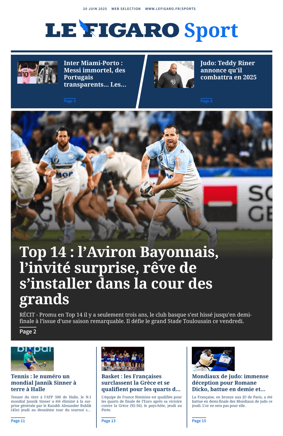 Prima-pagina-figaro-sport-oggi-edizione-di-oggi-20250620