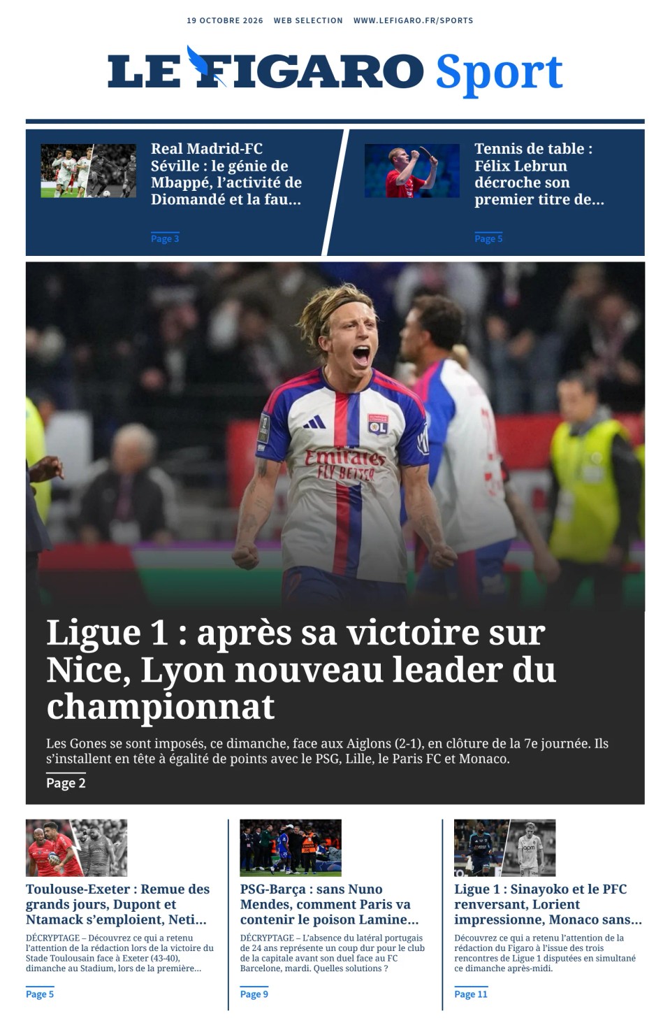 Prima-pagina-figaro-sport-oggi-edizione-di-oggi-20261019