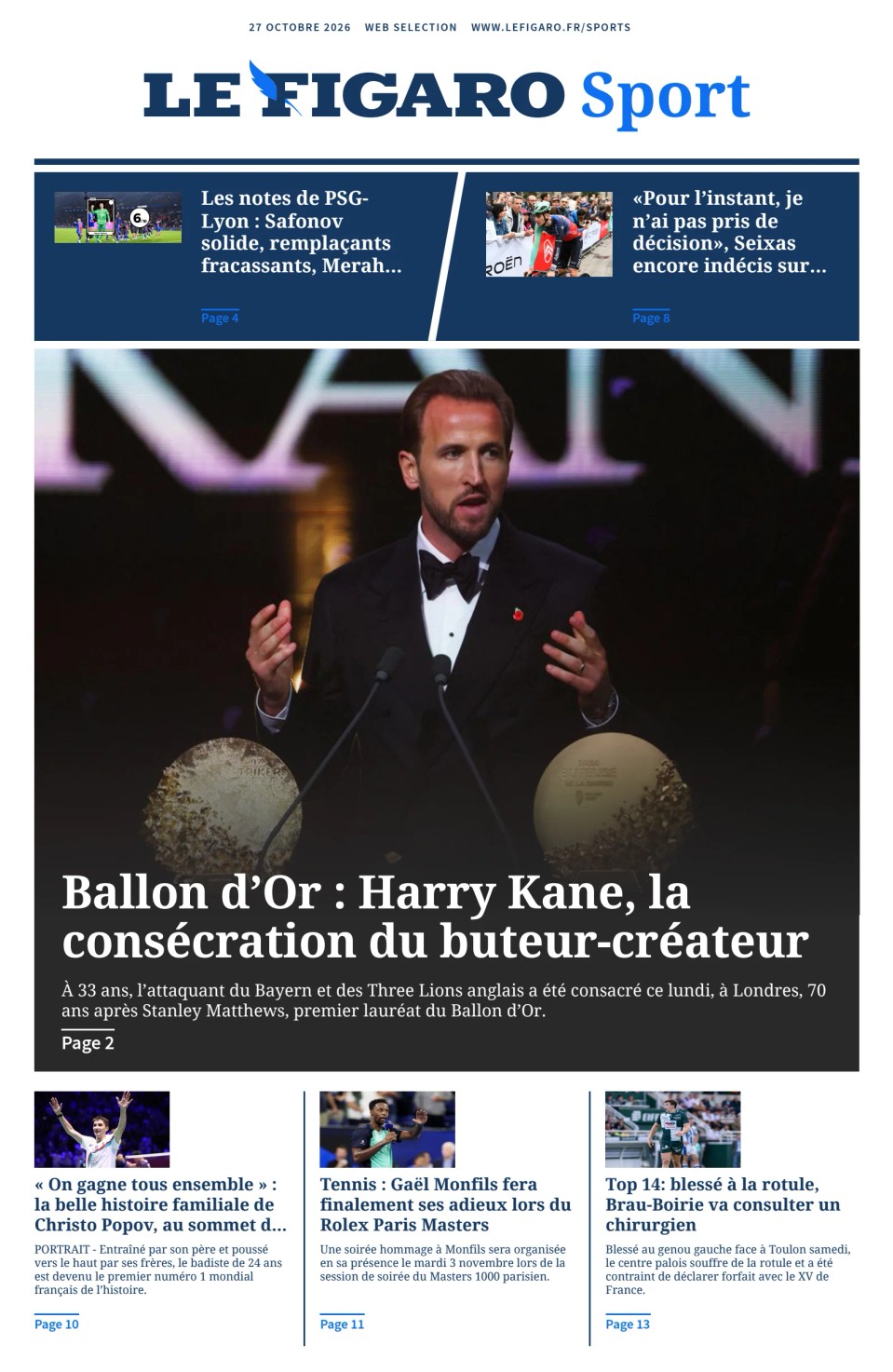 Prima-pagina-figaro-sport-oggi-edizione-di-oggi-20261027